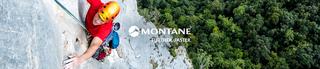 Man scaling rockface in Montane climbing gear