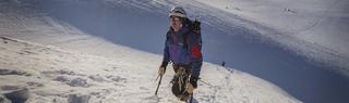 Man hiking in the snow