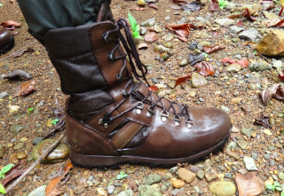 A wet walking boot