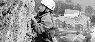 A young Leo Holding scales Little Chamonix, Sheperds Crag-Borrowdale in 1991