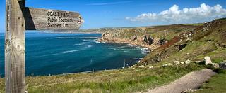 Sign post on coastal path
