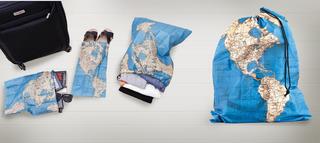 globe fabric travel bag set