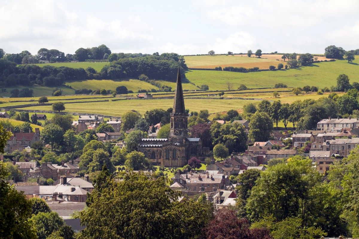 An aerial view of the town of Bakewell 