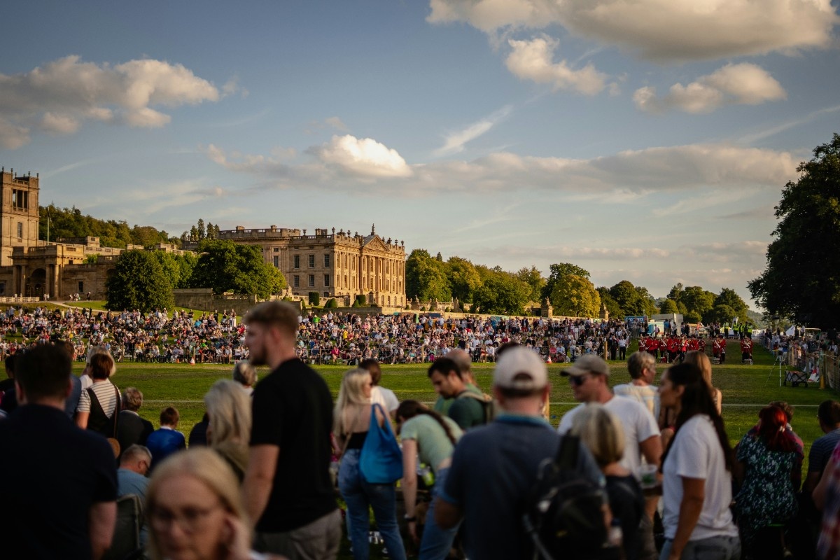 A gathering of people at Chatsworth House 