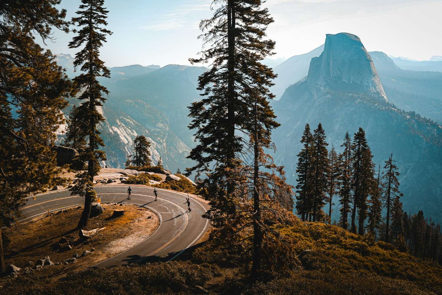 A winding road in Yosemite National Park