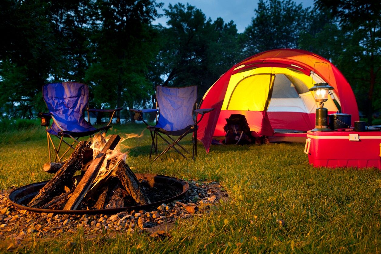 Camp with cooler on the side